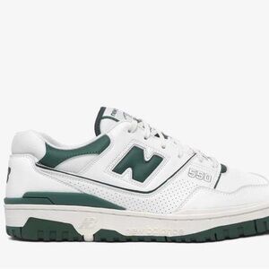 New Balance Men's White and Dark Green Sneakers